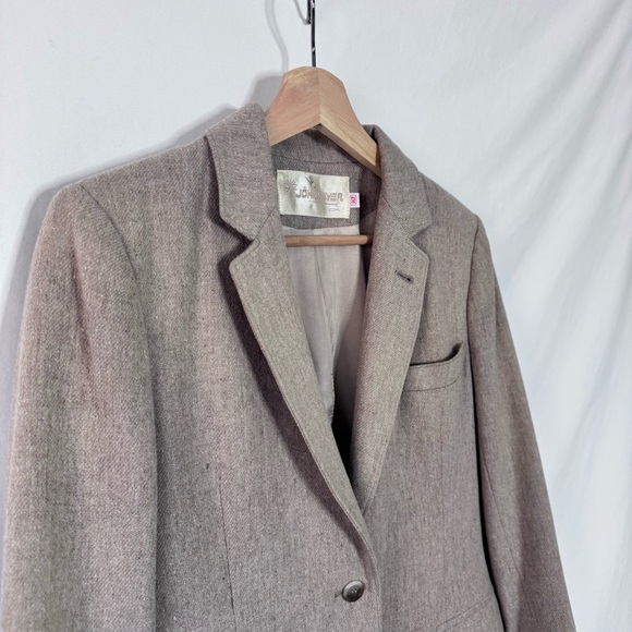 John Meyer Vintage Wool Blazer Taupe Size 10 Classic Tailored Jacket - Picture 8 of 13